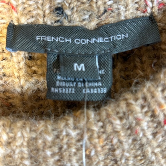 French Connection Size M Sweater Natalya Ribbed Sweater Camel Multi Wool Alpaca - Picture 4 of 11